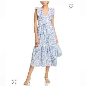Aqua Blue and White Floral Dress